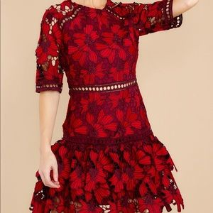 Red Dress Oblivious Beauty Ruby Red Lace Dress (M) originally $82 new never worn